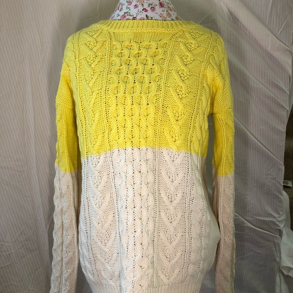 Topshop Yellow and Cream Colorblock Sweater - Picture 1 of 5